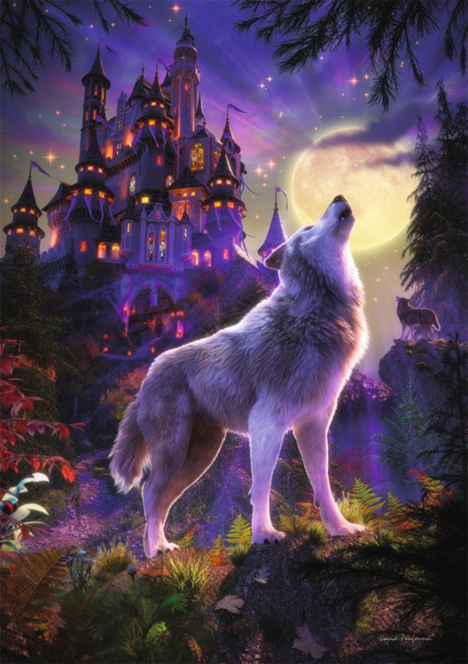 Jigsaw puzzle glowing Ravensburger Wolf and the moon (16186)