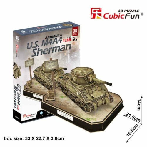 Тривимірна головоломка-конструктор CubicFun U.S. M4A4 Sherman (JS4204h)
