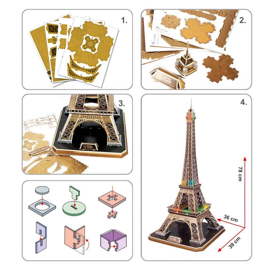 3D Puzzle Constructor CubicFun Eiffel Tower LED (L091h)