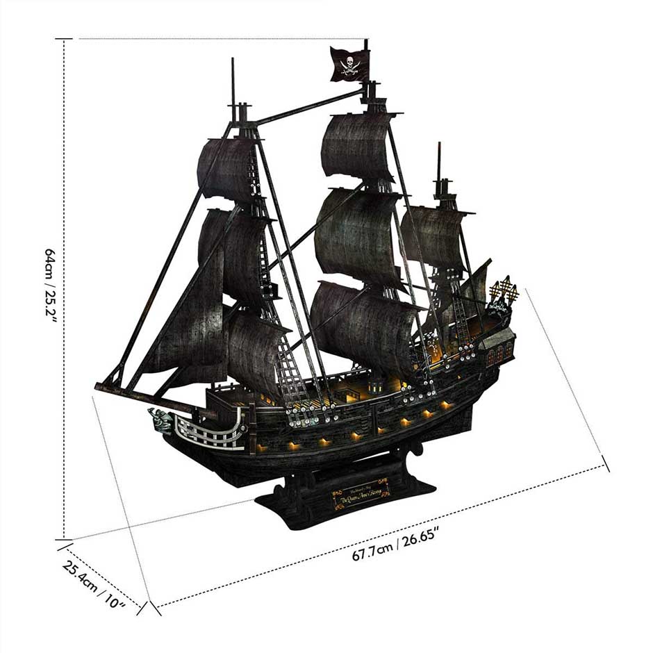 тривимірна головоломка CubicFun з LED підсвічуванням Корабель помста королеви Анни (L520h)