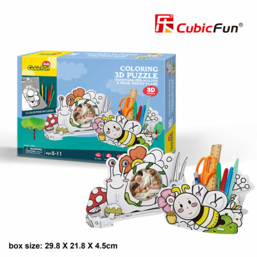 CubicFun 3D Puzzle Constructor Pencil Stand Honey Bee and Snail Photo Frame (P694h)