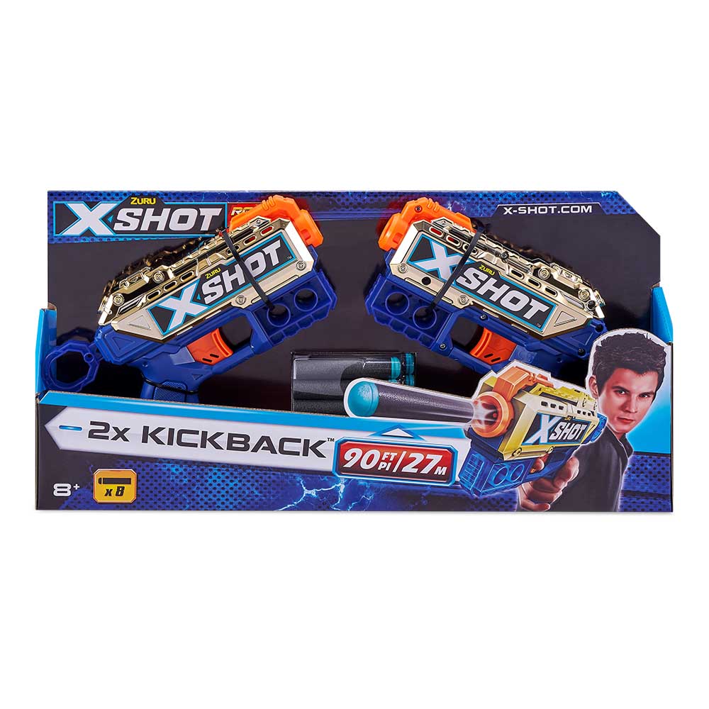 X-Shot EXCEL Double Kickback Golden Rapid Fire Blaster (36478Z)