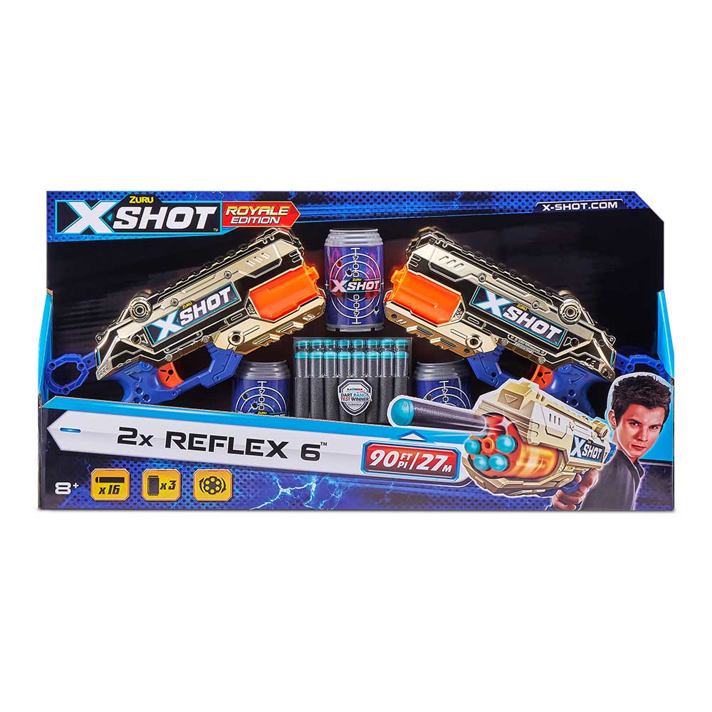 X-Shot EXCEL Reflex 6 Double Golden Rapid Fire Blaster (36480Z)