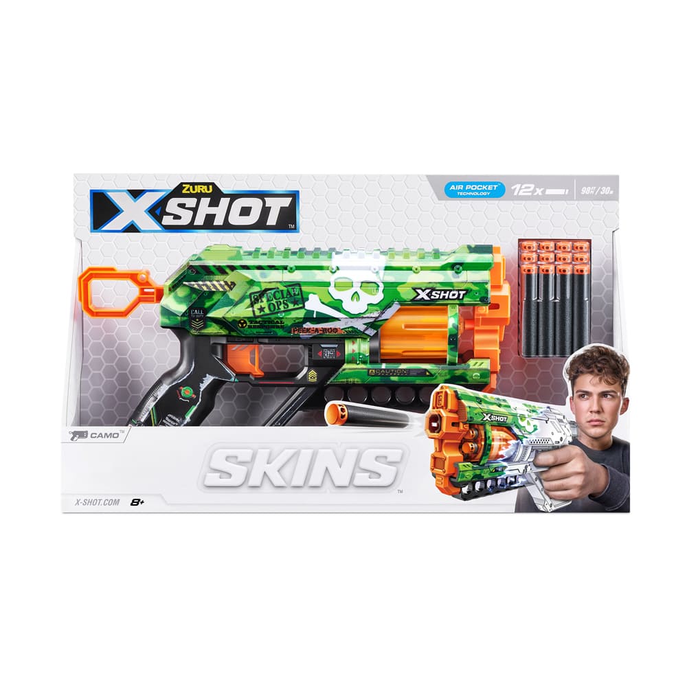Скорострельный бластер X-SHOT Skins Griefer Camo (12 патронов) (36561H)