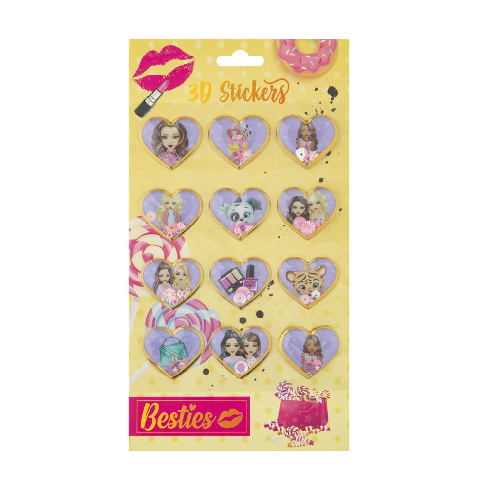 3D stickers with glitter Besties Heart 12 pcs (961016)