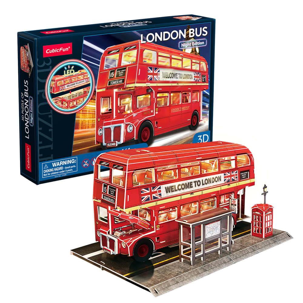 CubicFun three-dimensional construction puzzle with LED illumination London bus (L538h)