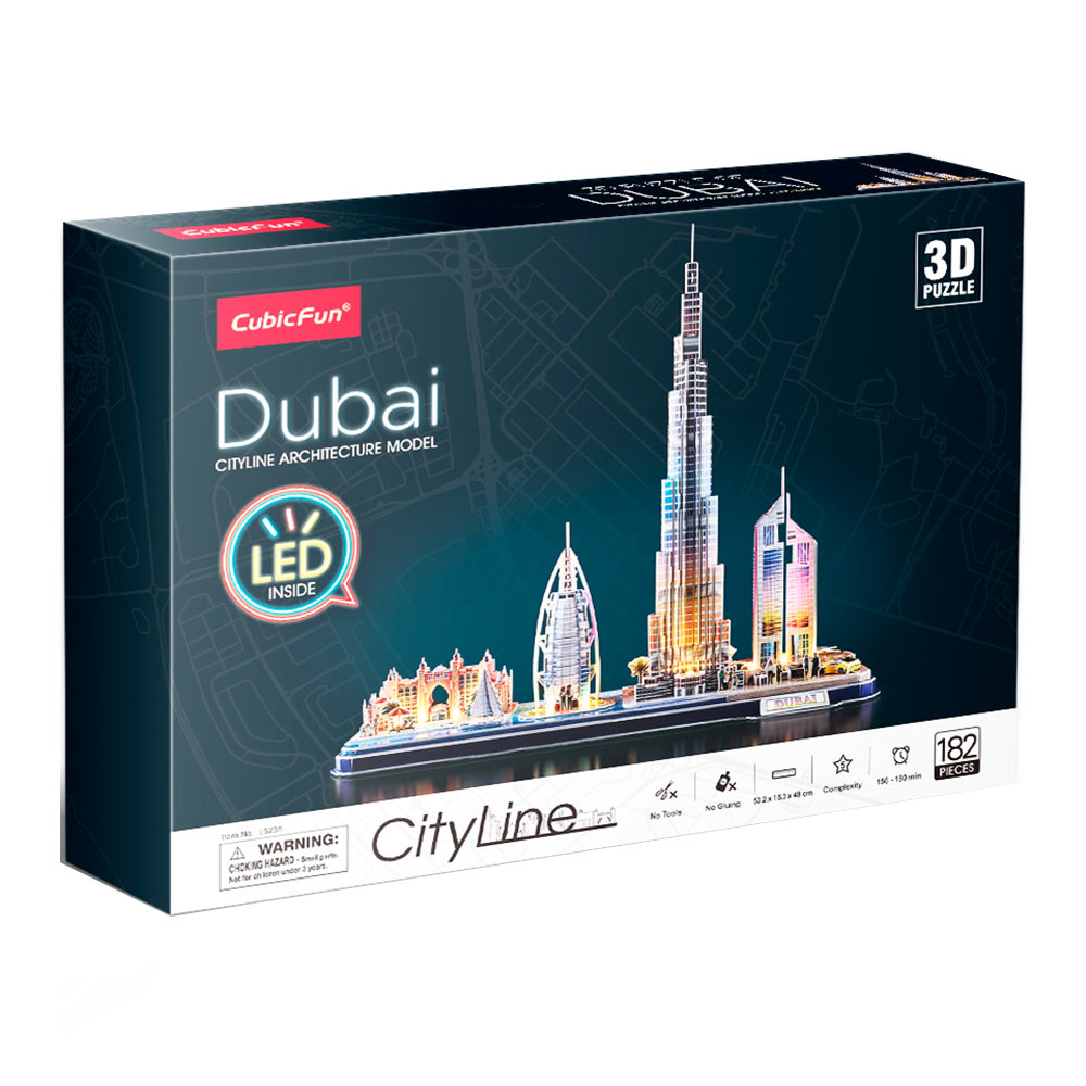 3D Puzzle Constructor CubicFun City Line with LED Lights Dubai (L523h)