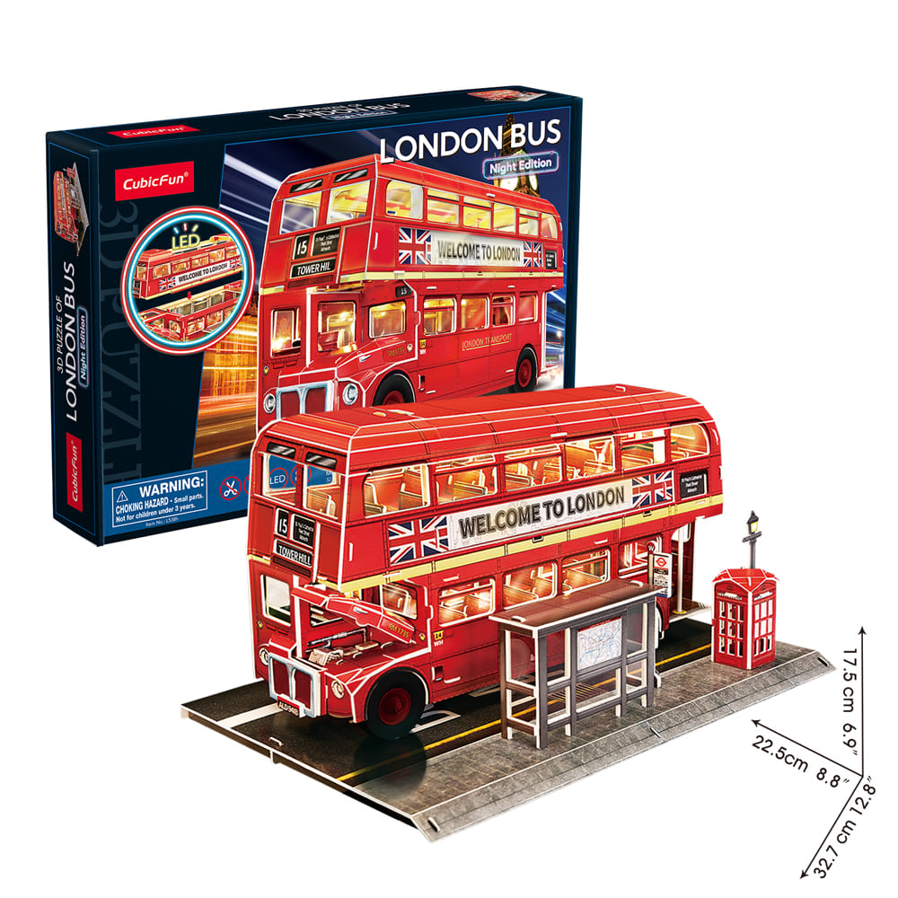 CubicFun three-dimensional construction puzzle with LED illumination London bus (L538h)