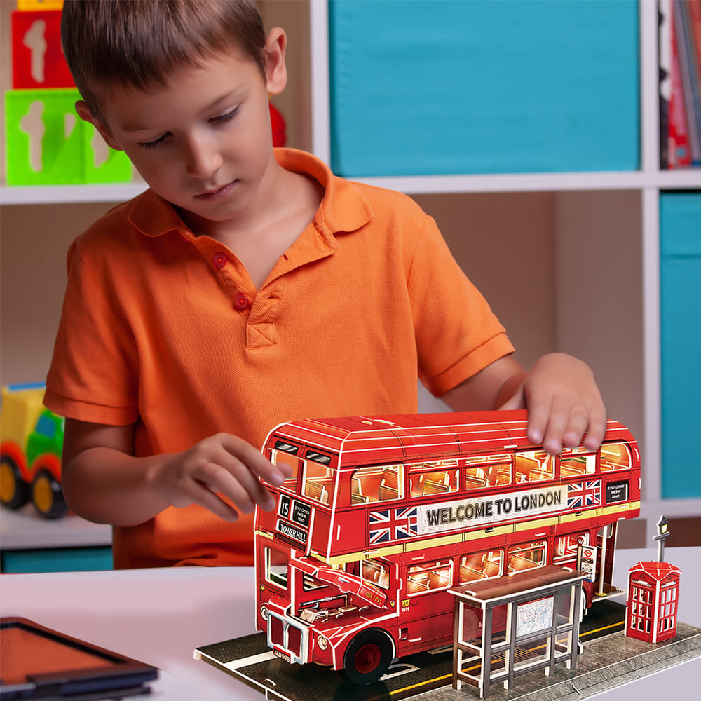 CubicFun three-dimensional construction puzzle with LED illumination London bus (L538h)