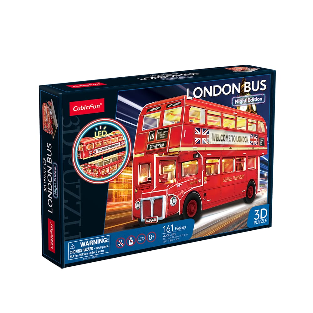 CubicFun three-dimensional construction puzzle with LED illumination London bus (L538h)