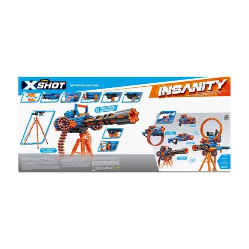 Скорострельный бластер X-SHOT Insanity-Motorized Rage Fire Gatlin Gun со штативом (72 патронов) (36605R)