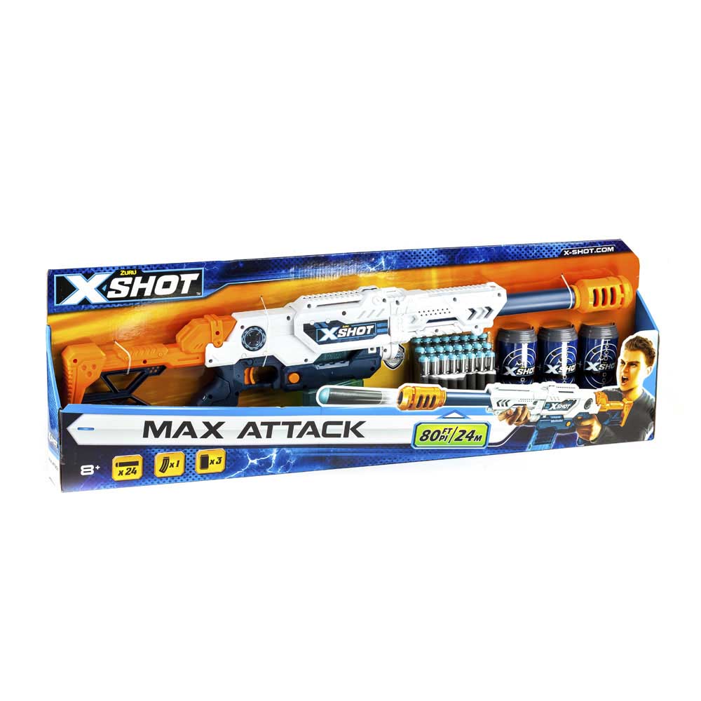X-Shot EXCEL Max Attack Rapid Fire Blaster (3 cans, 24 rounds)