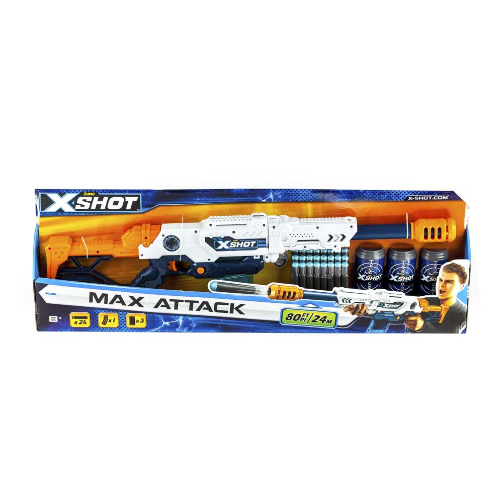X-Shot EXCEL Max Attack Rapid Fire Blaster (3 cans, 24 rounds)