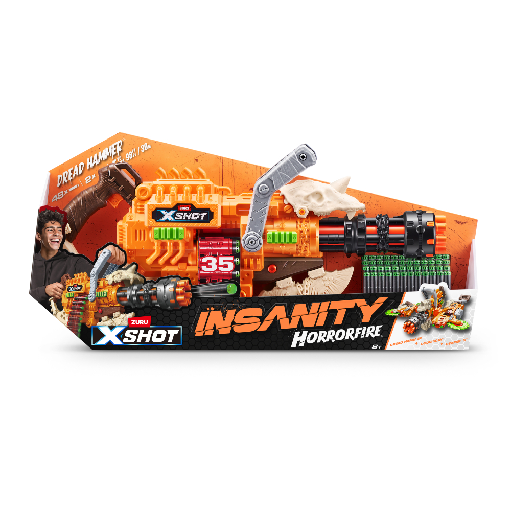 Скорострельный бластер X-Shot Insanity Horrorfire Dread Hammer (48 патронов) (36733)