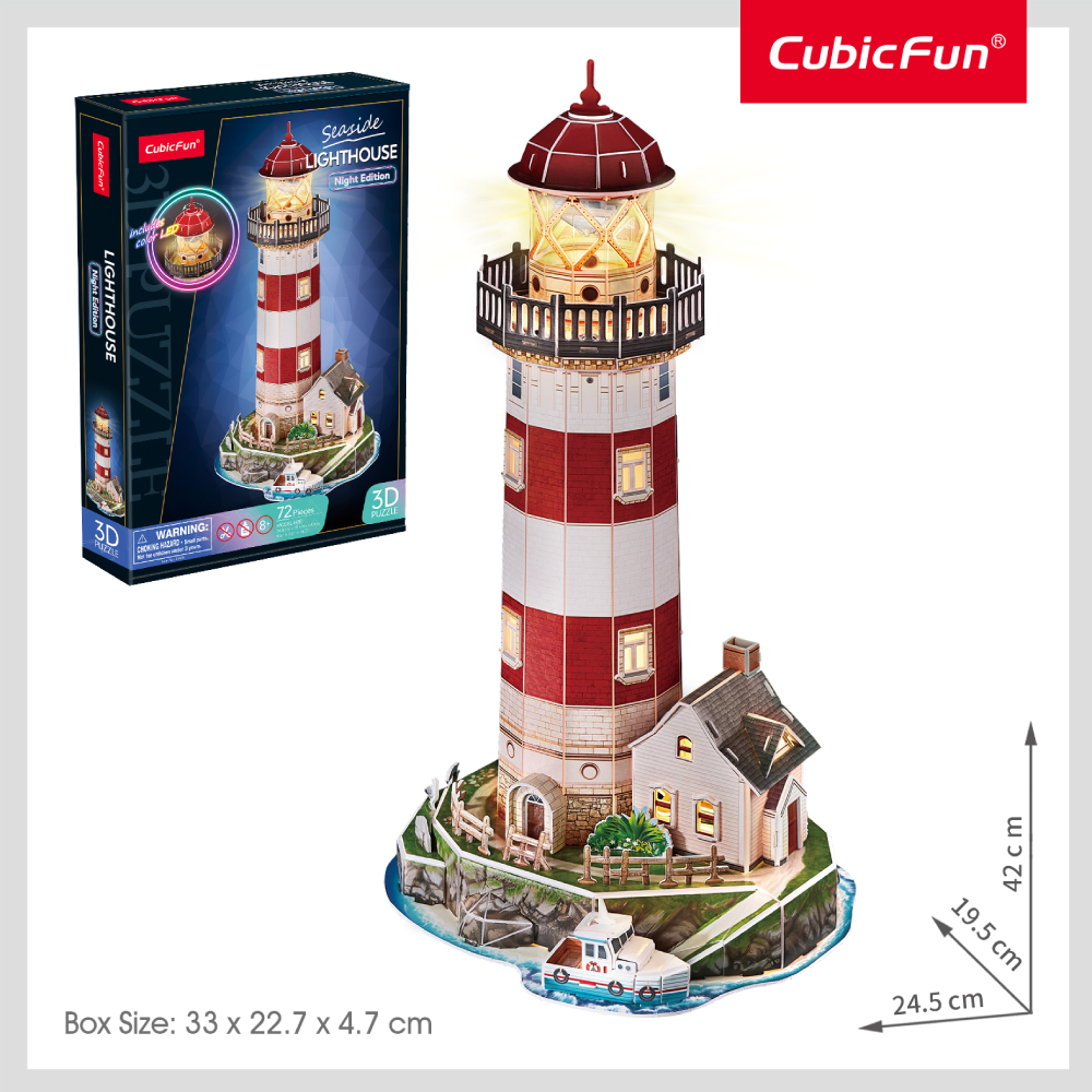 Three-dimensional puzzle-constructor with LED lighting CubicFun “Lighthouse” (L540h)