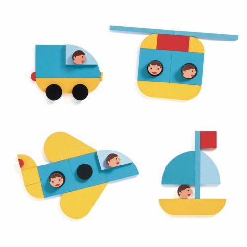 Набір дерев&#8217;яних геометричних фігур DJECO Ze Geo Vroom (DJ06436)