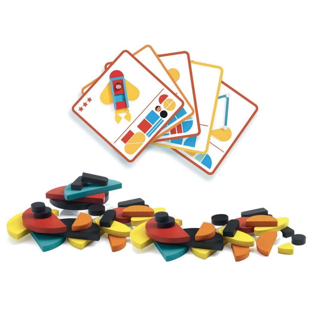 Набір дерев&#8217;яних геометричних фігур DJECO Ze Geo Vroom (DJ06436)