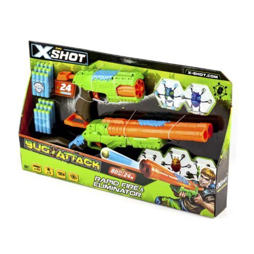 Набор бластеров X-Shot Огонь по жукам (2 вида оружия, 5 жуков, 24 патрона) (4804)