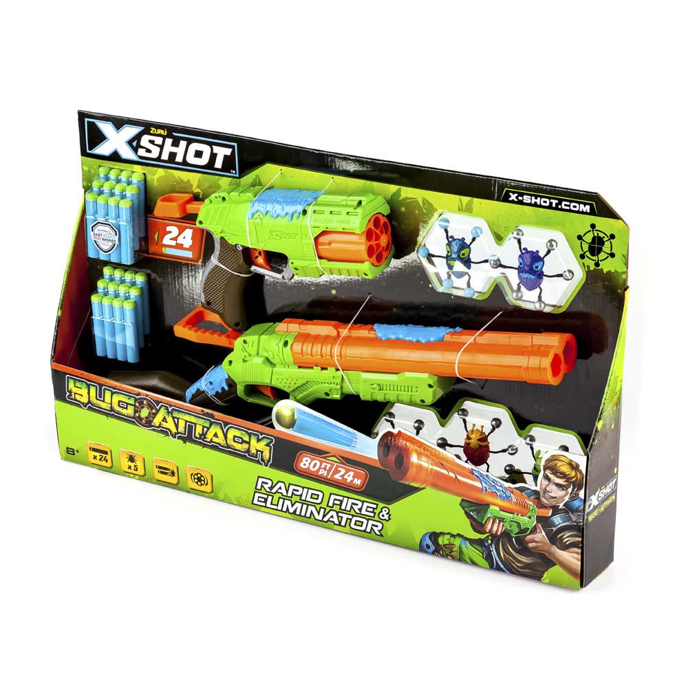 Набор бластеров X-Shot Огонь по жукам (2 вида оружия, 5 жуков, 24 патрона) (4804)