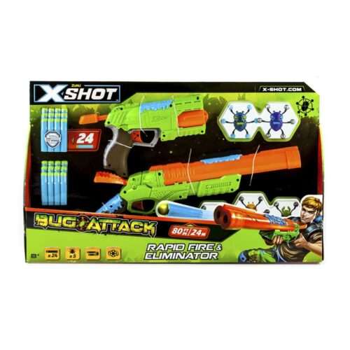 Набор бластеров X-Shot Огонь по жукам (2 вида оружия, 5 жуков, 24 патрона) (4804)