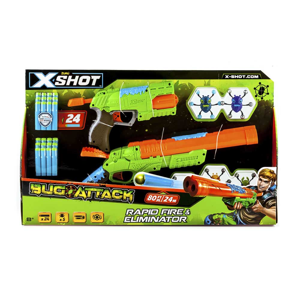 Набор бластеров X-Shot Огонь по жукам (2 вида оружия, 5 жуков, 24 патрона) (4804)