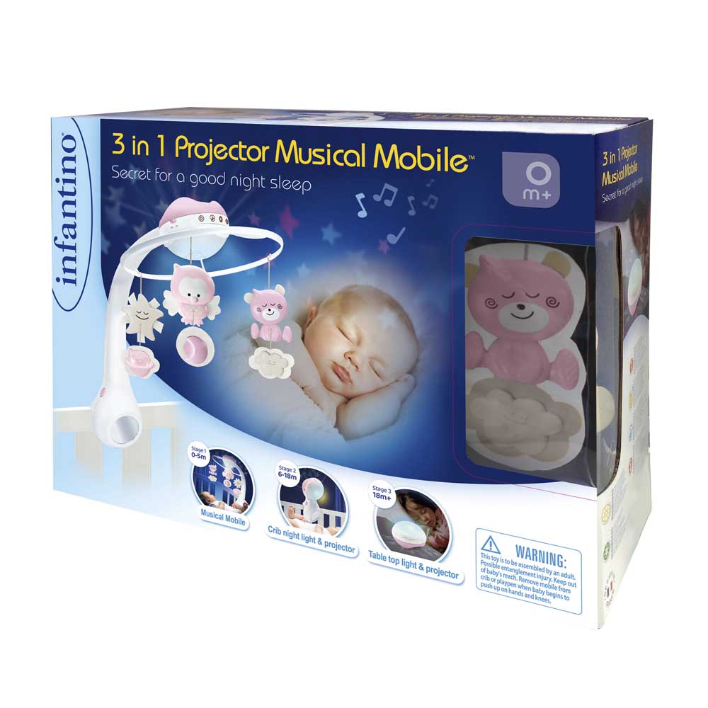 Мобіль музичний з проектором INFANTINO 3 в 1 Рожевий (004914I)