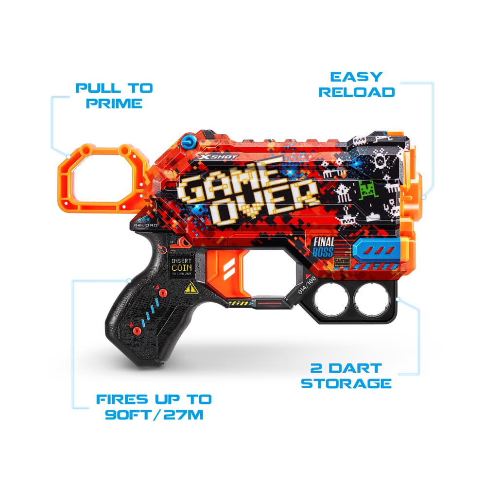Скорострельный бластер X-SHOT Skins Menace Game Over (8 патронов) (36515B)
