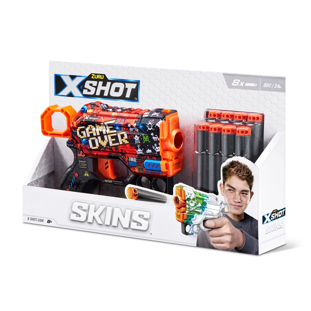 Скорострельный бластер X-SHOT Skins Menace Game Over (8 патронов) (36515B)