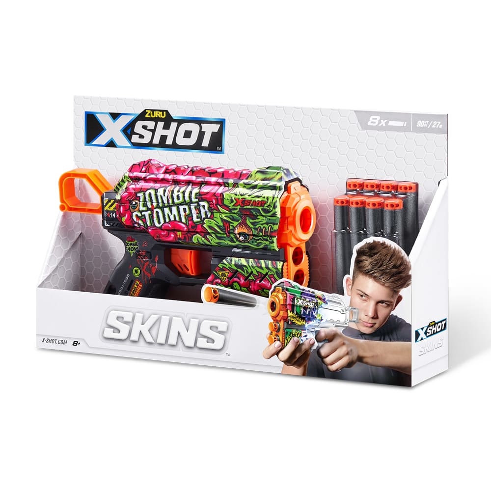 Rapid fire blaster X-SHOT Skins Flux Zombie Stomper (8 rounds) (36516A)