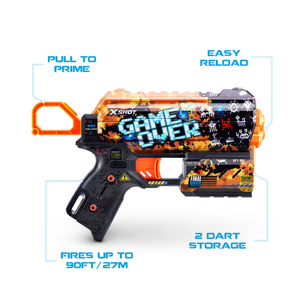 Скорострельный бластер X-SHOT Skins Flux Game Over (8 патронов) (36516E)