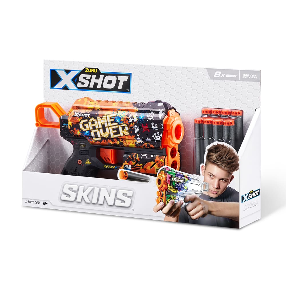 Скорострельный бластер X-SHOT Skins Flux Game Over (8 патронов) (36516E)