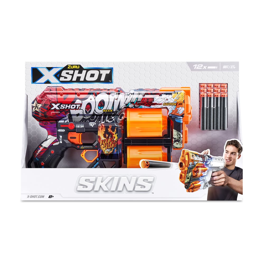 Скорострельный бластер X-SHOT Skins Dread Boom (12 патронов) (36517A)