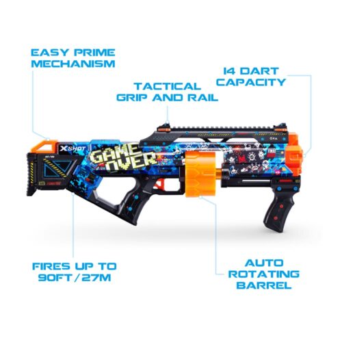 Скорострельный бластер X-SHOT Skins Last Stand Game Over (16 патронов) (36518A)