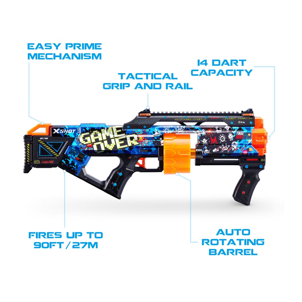 Скорострельный бластер X-SHOT Skins Last Stand Game Over (16 патронов) (36518A)