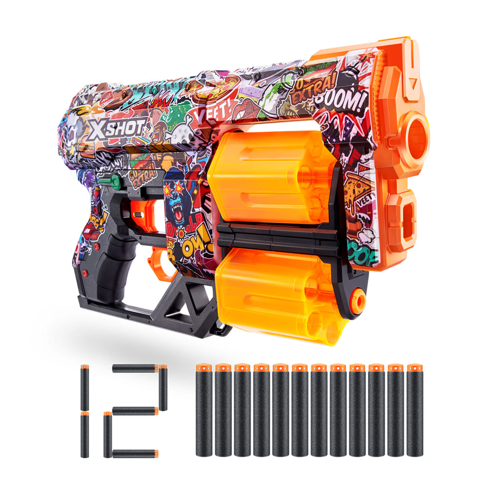 Скорострельный бластер X-SHOT Skins Dread Sketch (12 патронов) (36517H)