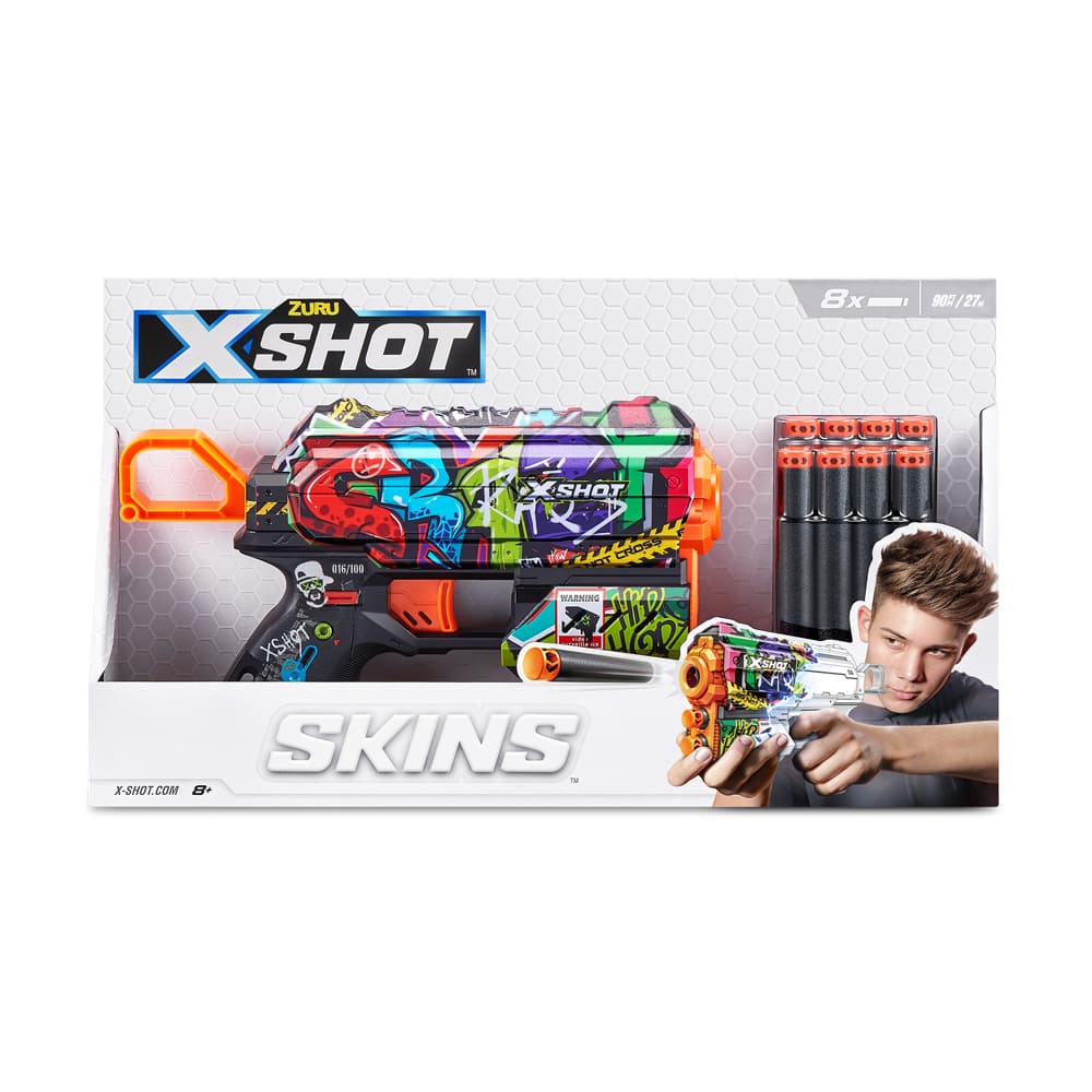 Rapid fire blaster X-SHOT Skins Flux Graffiti (8 cartridges) (36516B)