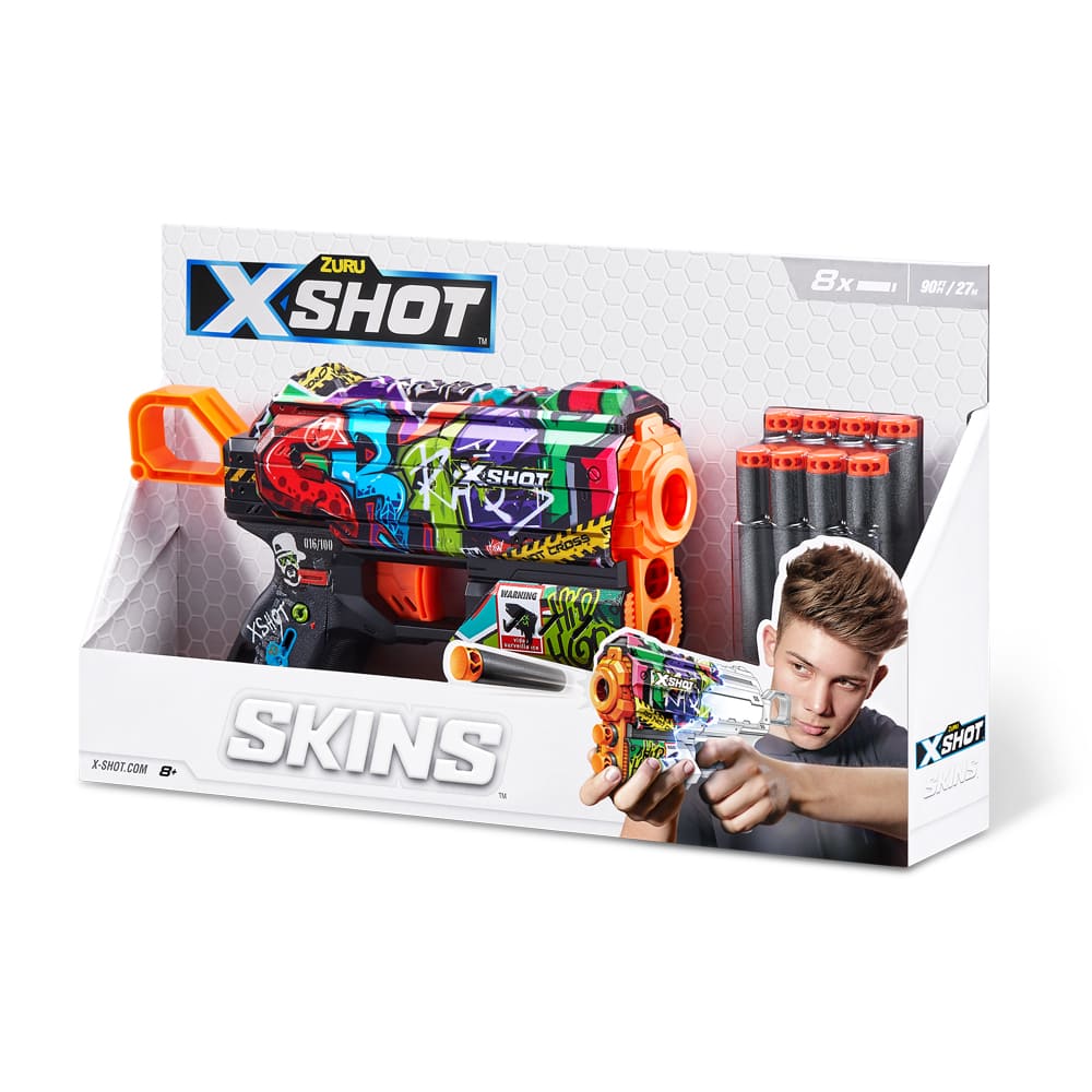 Rapid fire blaster X-SHOT Skins Flux Graffiti (8 cartridges) (36516B)