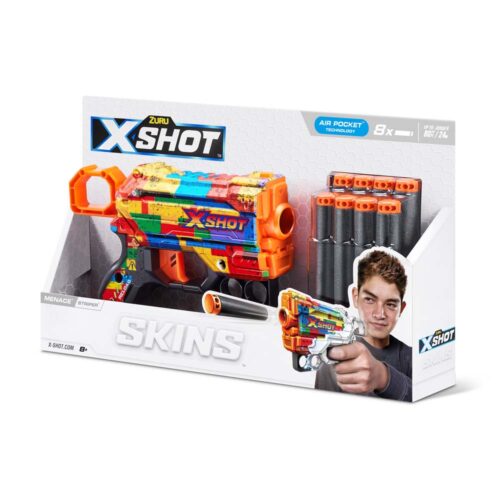 Rapid-fire blaster X-SHOT Skins Menace Striper (8 cartridges) (36515N)