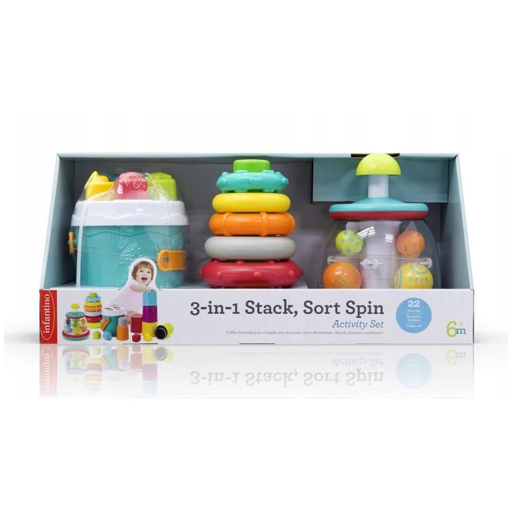 Набір іграшок Infantino 3 в 1 Збери, Сортуй, Обертай (315193)
