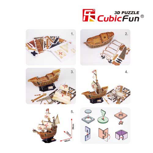 Тривимірна головоломка-конструктор CubicFun Корабель Санта Марія (T4008h)
