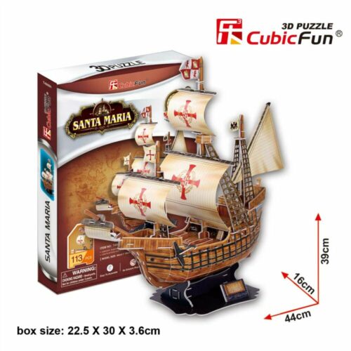 Тривимірна головоломка-конструктор CubicFun Корабель Санта Марія (T4008h)