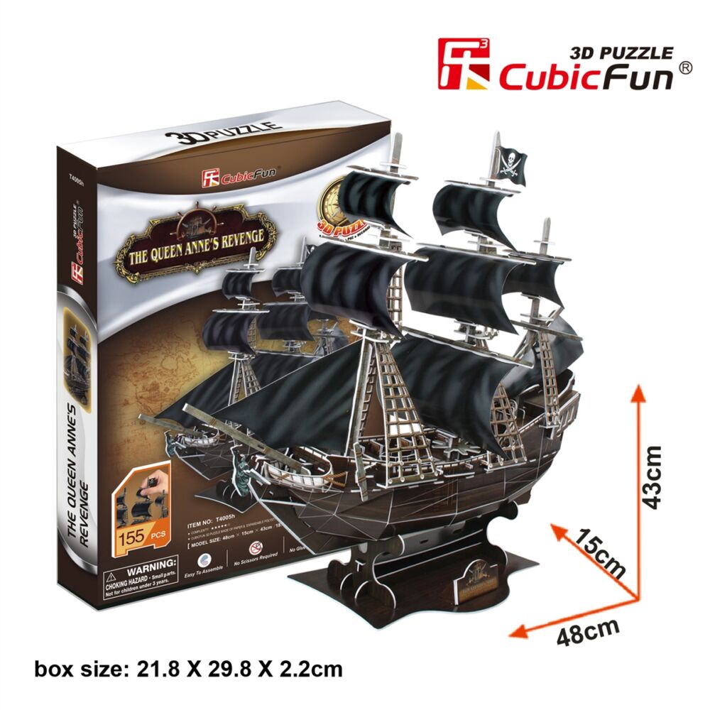 3D Puzzle Constructor CubicFun Two-Masted Schooner (T4005h)