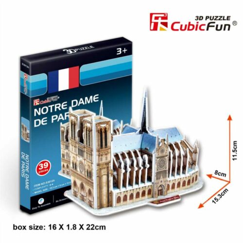 Тривимірна головоломка-конструктор CubicFun Собор Паризької Богоматері серія міні (S3012h)