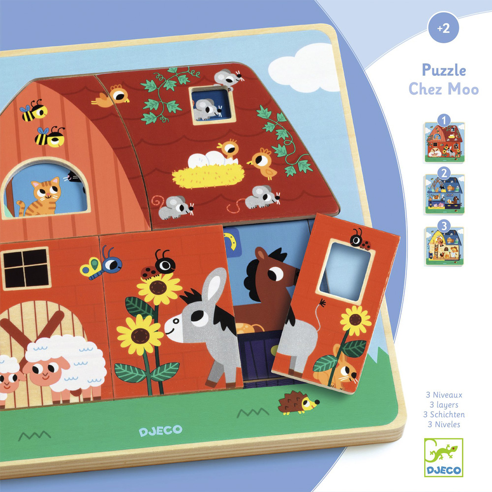 Three-layer wooden puzzle DJECO Farm (DJ01482)