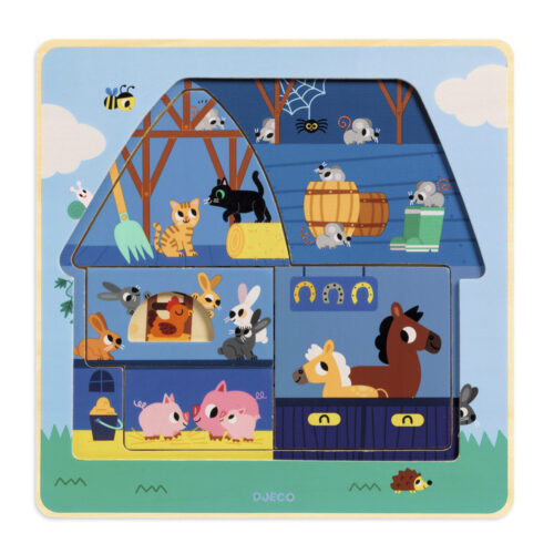 Three-layer wooden puzzle DJECO Farm (DJ01482)