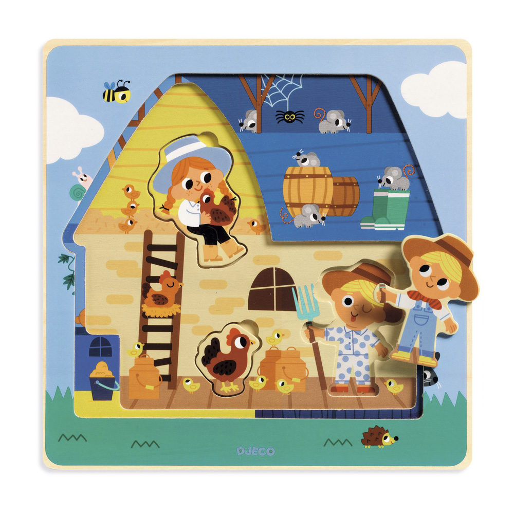Three-layer wooden puzzle DJECO Farm (DJ01482)