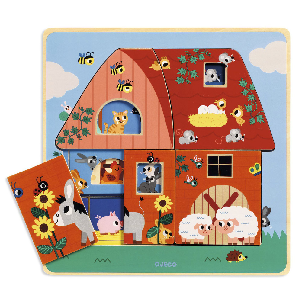 Three-layer wooden puzzle DJECO Farm (DJ01482)