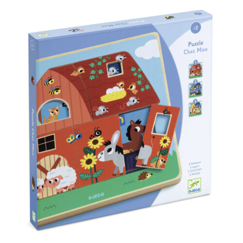 Three-layer wooden puzzle DJECO Farm (DJ01482)