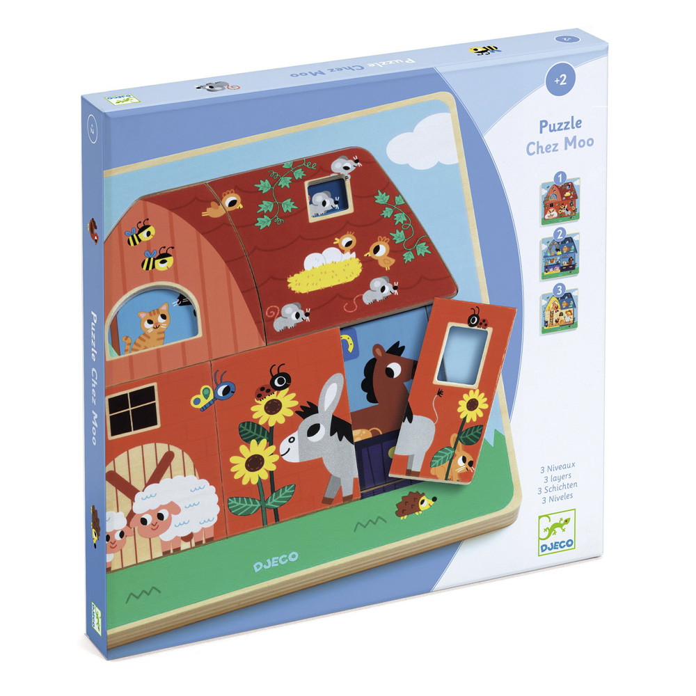 Three-layer wooden puzzle DJECO Farm (DJ01482)
