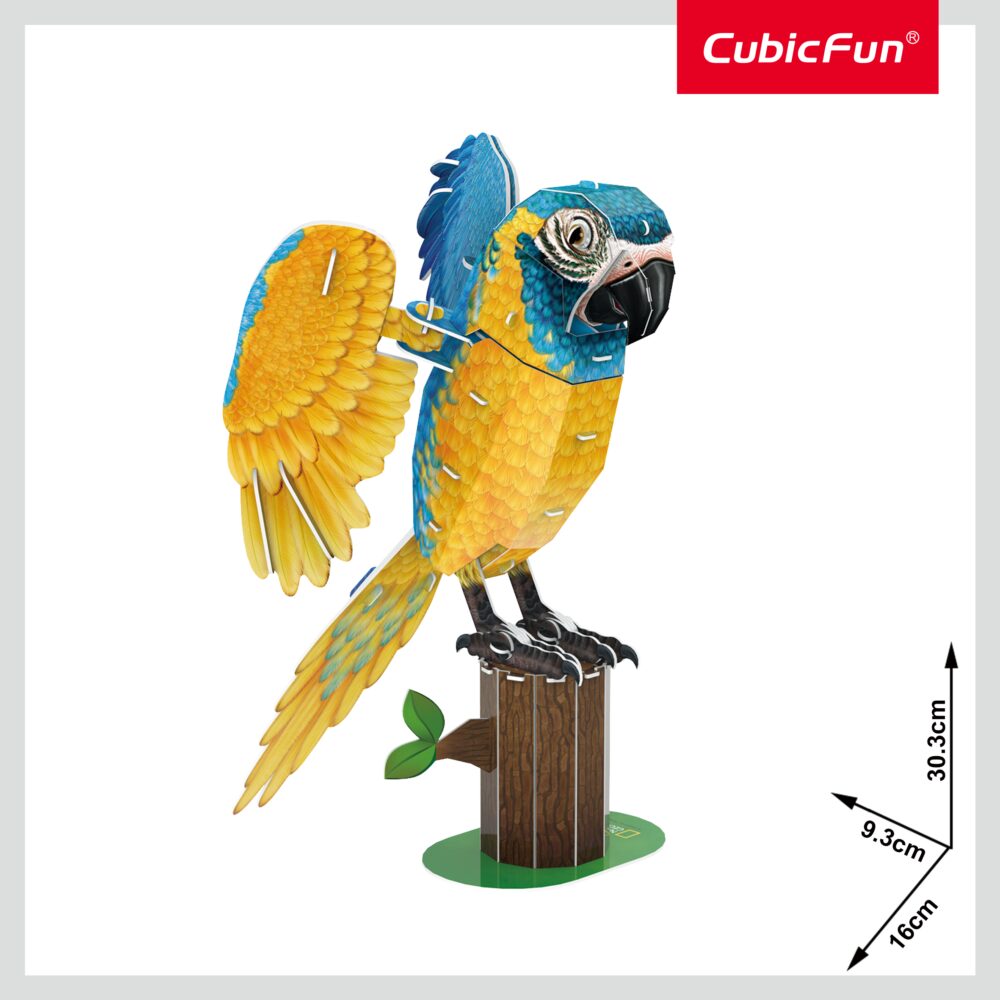 Cubic Fun Трехмерная головоломка-конструктор серии Исчезающие животные «Попугай Ара» (DS1097h)